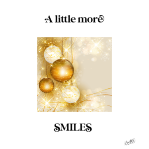 White and gold Christmas baubles to create A Little More Smiles